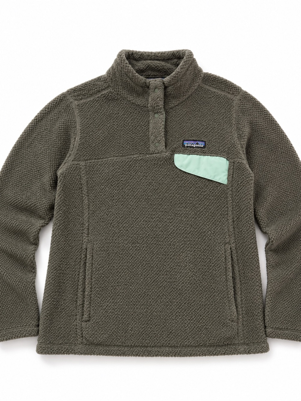 Patagonia Re-Tool Snap-T Fleece Pullover Olive Green/gray  Mint Pocket Small
